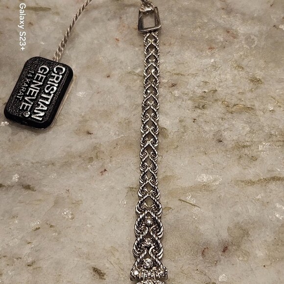 RARE CLASSIC CRISTIAN GENEVE DIAMOND 14K WHITE GOLD ROPE QUARTZ MOVEMENT WATCH - Picture 3 of 16